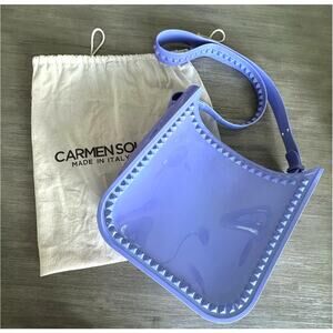Carmen Sol Womens Toni Mid Adjustable Strap Studded Crossbody Bag Violet $255